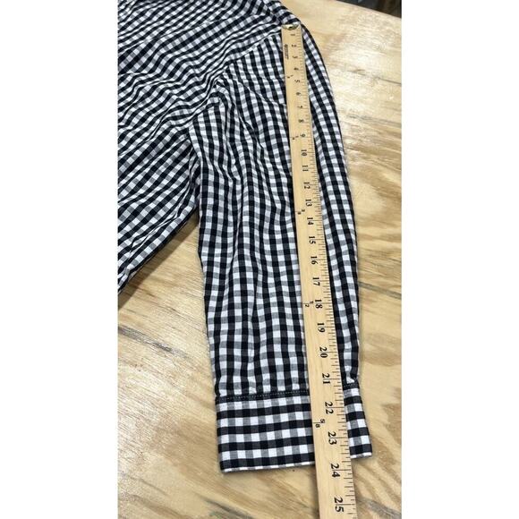 Woman Within Button Up Shirt Sz 2X Gingham Black White Cottagecore Mature - Picture 13 of 13